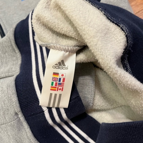 Adidas UCLA full zip gray sweatshirt jacket w/ blue stripes & hood. Men's Medium - Picture 7 of 11